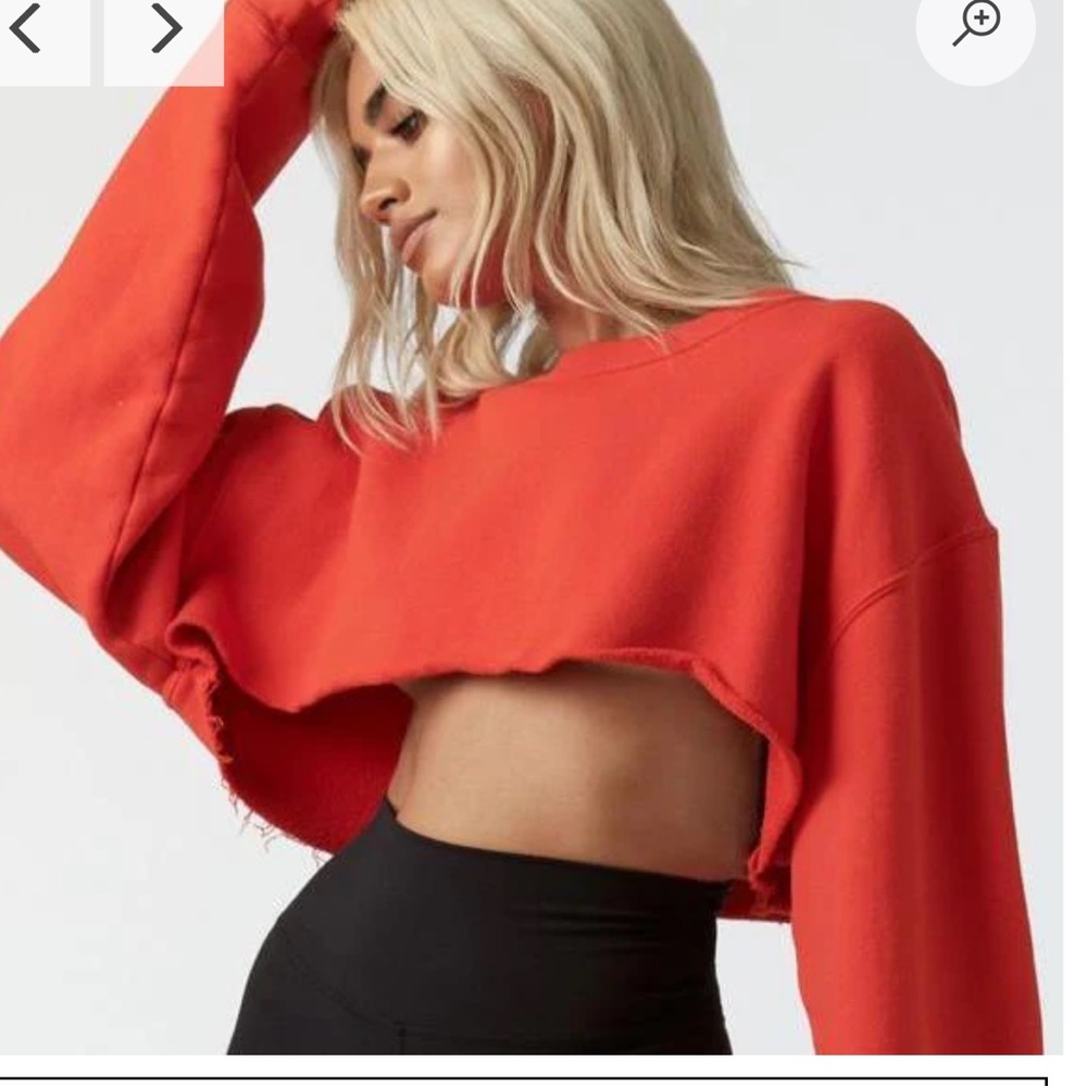 Joah Brown Cut Off Cropped Sweatshirt Hot Sauce